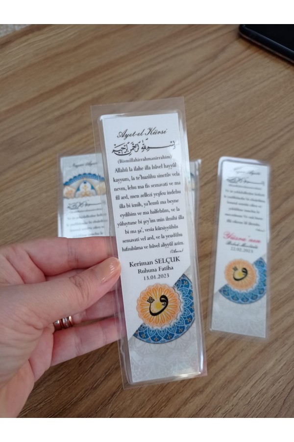 Vefat Mevlüt Hediyesi Dualı PVC Kitap Ayracı
