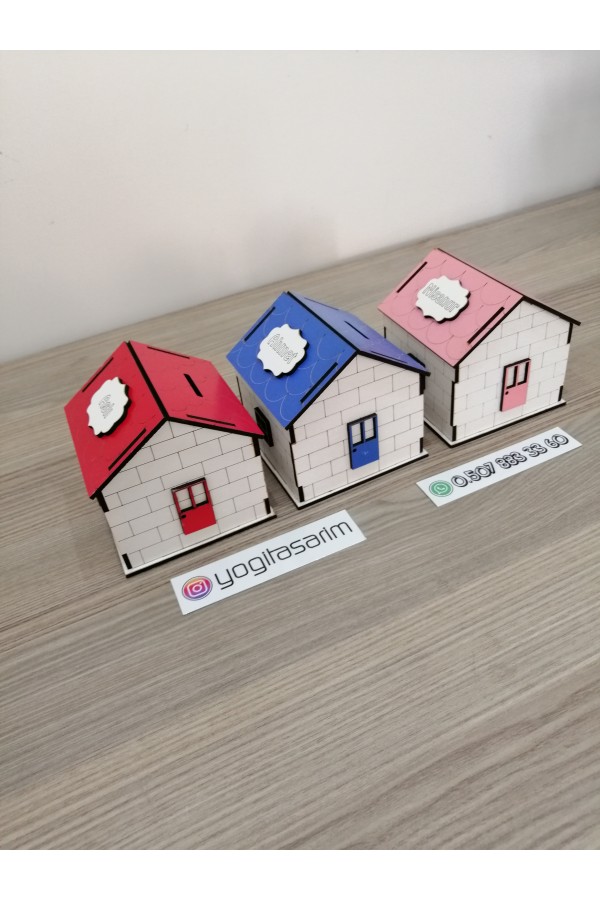 İsme Özel Ahşap Ev Kumbara İsme Özel Ahşap Ev Kumbara