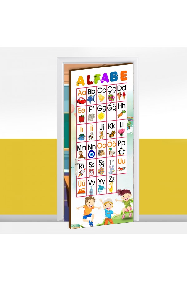 Alfabe Temalı Okul Kapı Giydirme