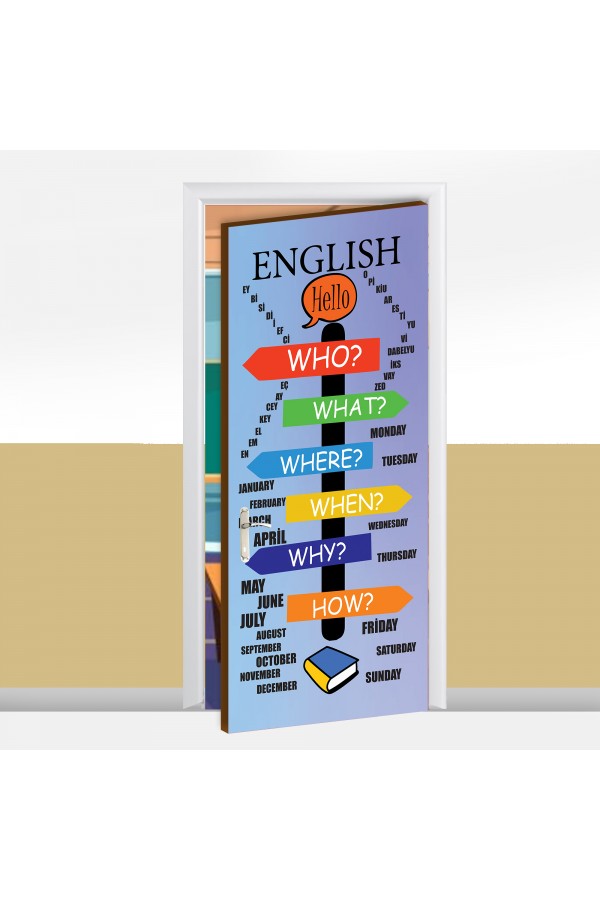 İngilizce Kelimeler Temalı Okul Kapı Giydirme