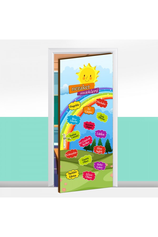 Nezaket Sözcükleri Temalı Okul Kapı Giydirme Nezaket Sözcükleri Temalı Okul Kapı Giydirme