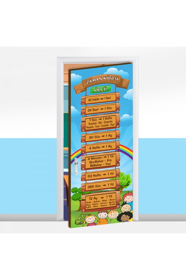 Zaman Köşesi Temalı Okul Kapı Giydirme