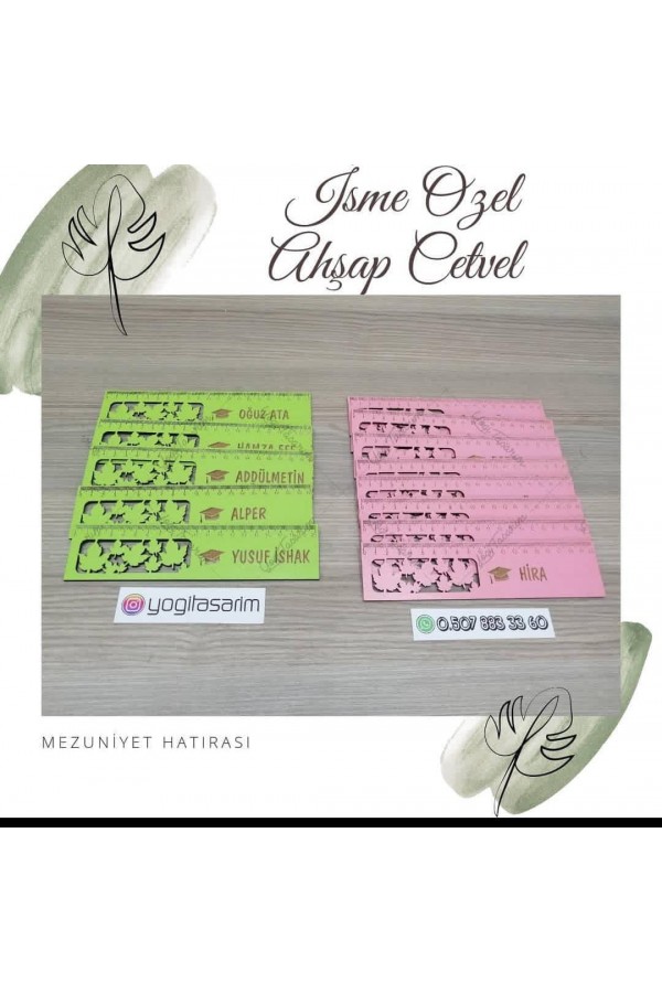 Kepli İsme Özel Baskılı Ahşap Cetvel Kepli İsme Özel Baskılı Ahşap Cetvel