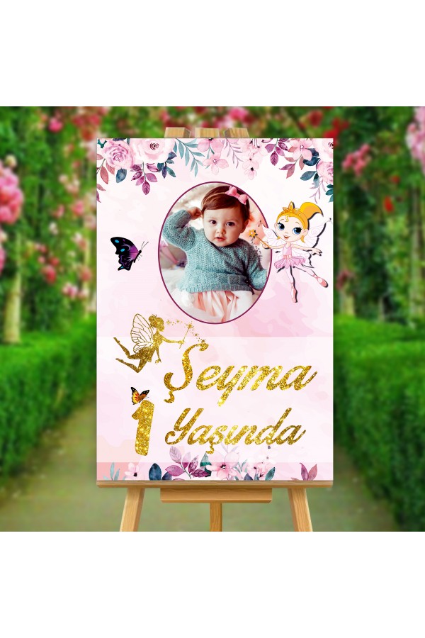 Peri Kızı Temalı Pembe Karşılama Panosu Peri Kızı Temalı Pembe Karşılama Panosu