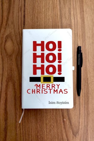 Ho Ho Ho Merry Christmas Temalı İsme Özel Ajanda Defter Kalem Set