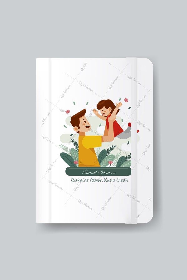 Baba Kız İsme Özel Baskılı Ajanda Defter Babalar Günü