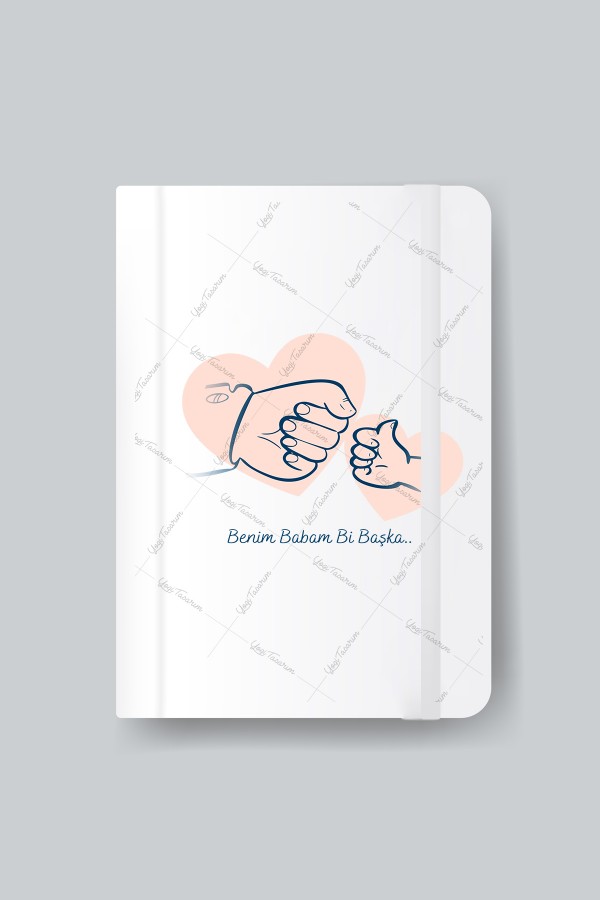 Kalp Baba Bebek Yumruk Temalı Ajanda Defter Baskı Babalar Günü