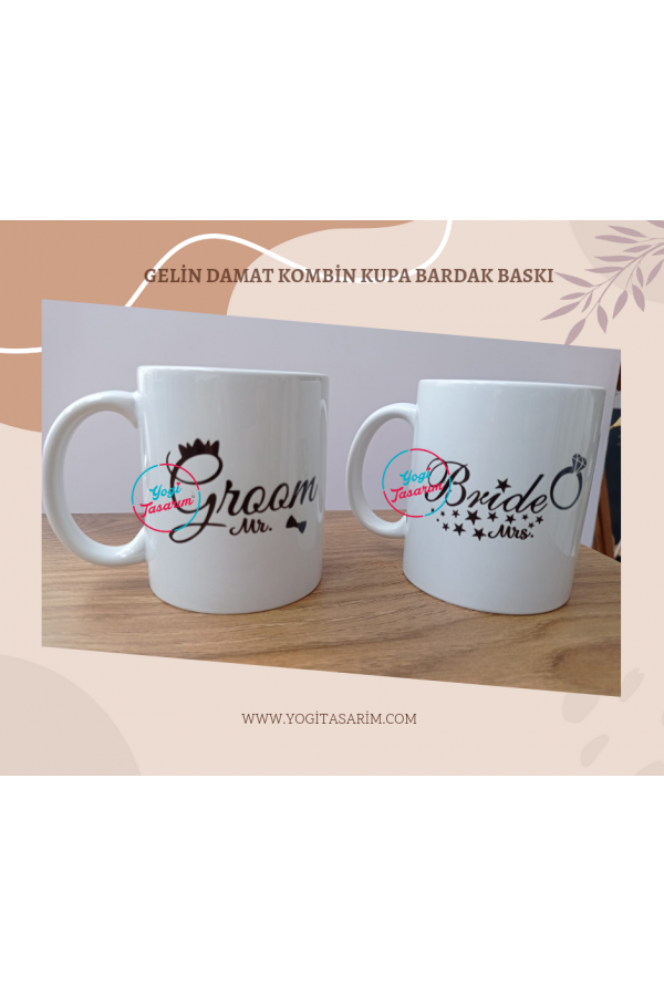 Gelin Damat Kombin Kupa Bardak Baskı
