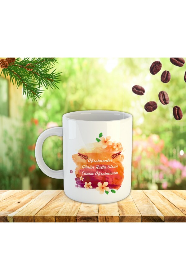 Öğretmenler Günü Çiçek Temalı Kupa Bardak Baskı