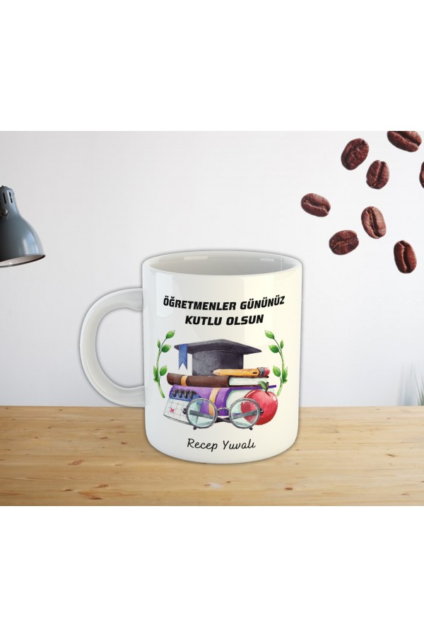 Öğretmenler Günü Kepli İsme Özel Kupa Bardak Baskı