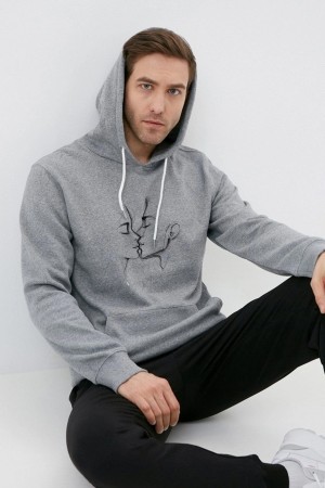 Öpüşen Çift Silüet Baskılı UNİSEX Oversize Kapüşonlu Sweatshirt %100 Pamuk