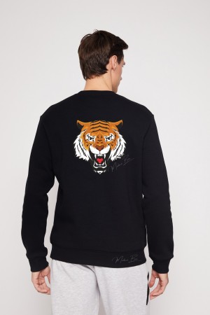 Leon Aslan Kafa Baskılı UNİSEX Oversize Sıfır Yaka Sweatshirt %100 Pamuk
