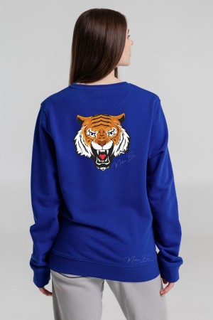 Leon Aslan Kafa Baskılı UNİSEX Oversize Sıfır Yaka Sweatshirt %100 Pamuk