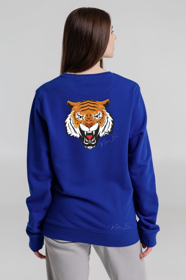 Leon Aslan Kafa Baskılı UNİSEX Oversize Sıfır Yaka Sweatshirt %100 Pamuk