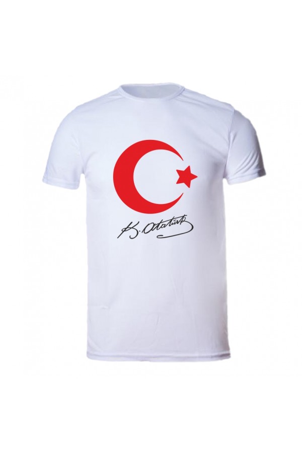 Ay Yıldızlı Atatürk İmzalı Tişört