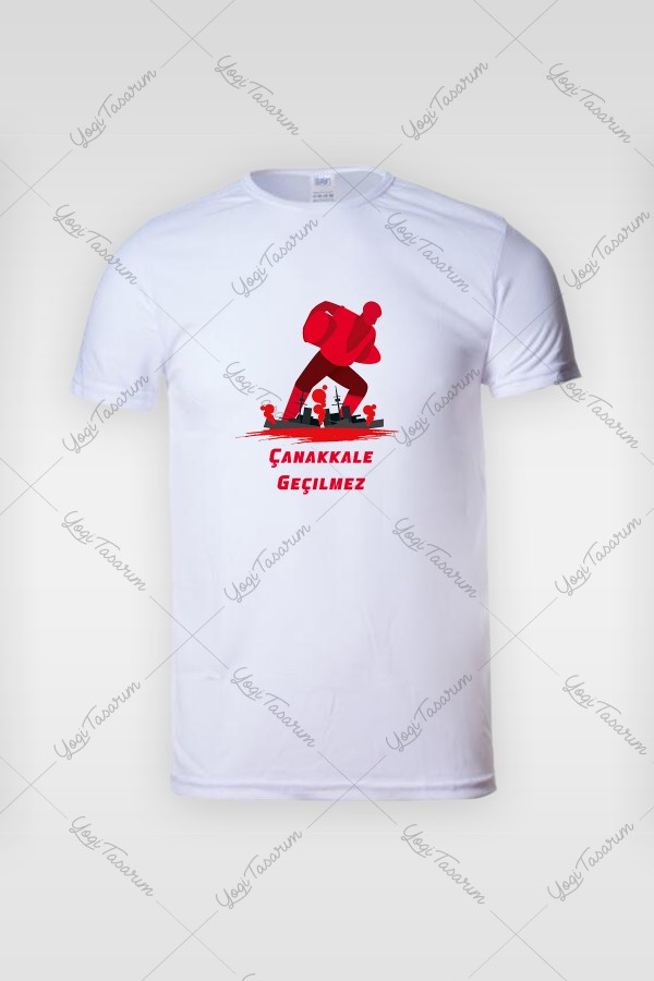 Seyit Onbaşı Çanakkale Geçilmez Temalı 18 Mart Tişört Baskı Seyit Onbaşı Çanakkale Geçilmez Temalı 18 Mart Tişört Baskı