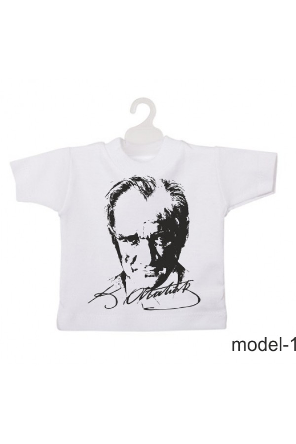Atatürk İmzalı Siluet Baskılı Mini Tişört Araç Süsü
