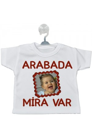 Bebek Resmi ve İsmine Özel Baskılı Mini Tişört Araç Süsü Bebek Resmi ve İsmine Özel Baskılı Mini Tişört Araç Süsü