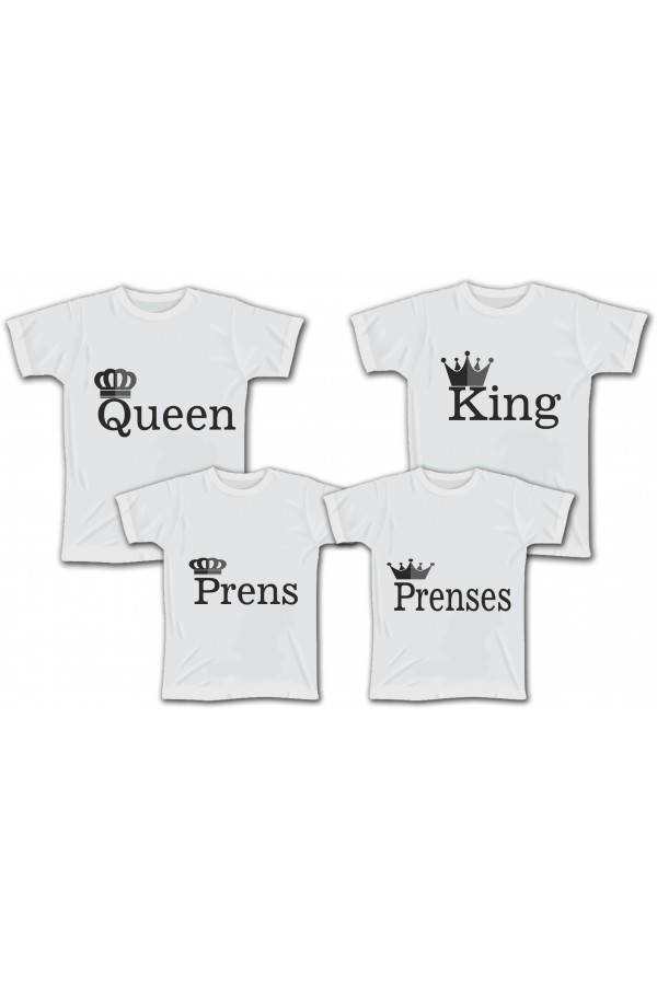 Kral Kraliçe Prens Prenses Yazılı Aile Kombin Tişört Baskı
