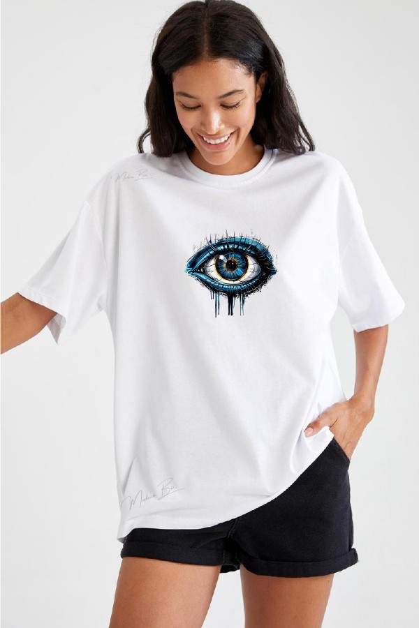 Nazar Boncuk Göz Temalı Görsel Baskılı Unisex Tişört
