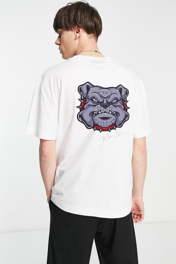 Kızgın Bulldog Köpek Görsel Baskılı Unisex Tişört