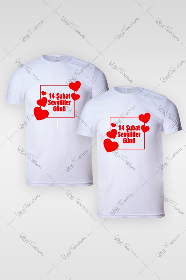 14 Şubat Sevgililer Günü Kombini 2'li Tişört Baskı
