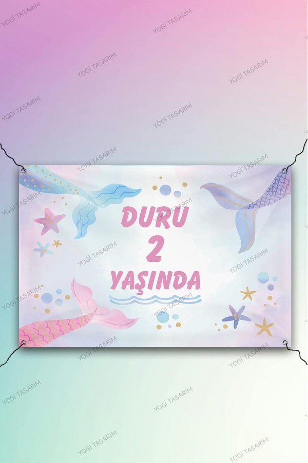 Deniz Kızı Konseptli Doğum Günü Afişi Yatay