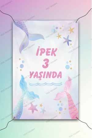 Deniz Kızı Konseptli Doğum Günü Afişi Dikey