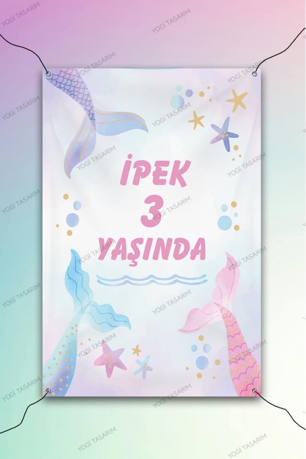 Deniz Kızı Konseptli Doğum Günü Afişi Dikey