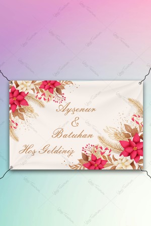 Yeni Yıl Çiçekli Afiş Yatay