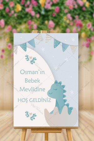 Mavi Dinazor Temalı Bebek Mevlidi Karşılama Panosu Mavi Dinazor Temalı Bebek Mevlidi Karşılama Panosu
