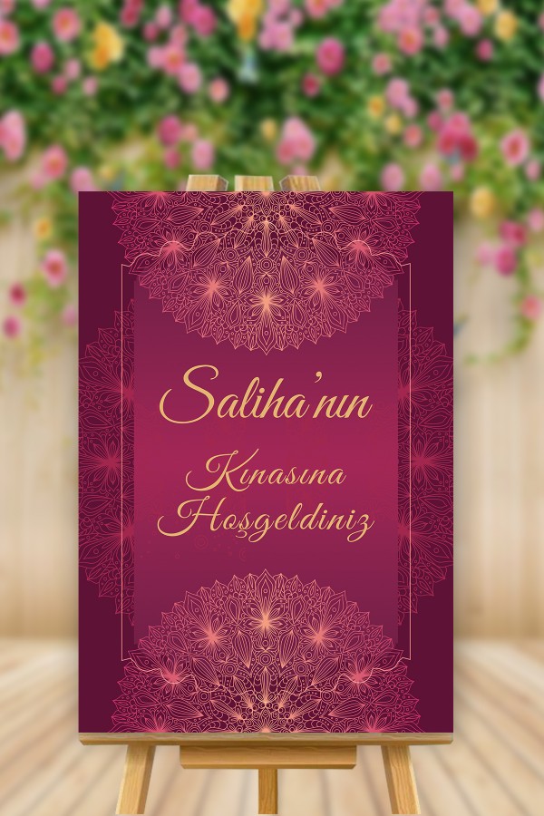 Gelinin Kınasına Hoş Geldin Mor Karşılama Panosu