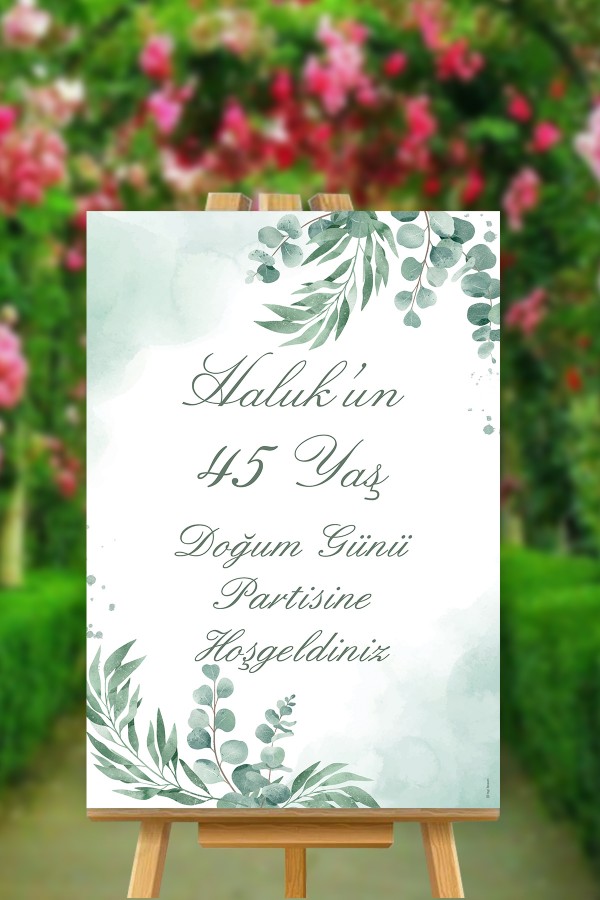 İsme Özel 45 Yaş Doğum Günü Karşılama Panosu
