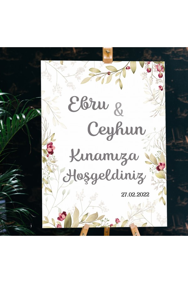 Kınamıza Hoşgeldiniz Temalı Çiçekli Karşılama Panosu