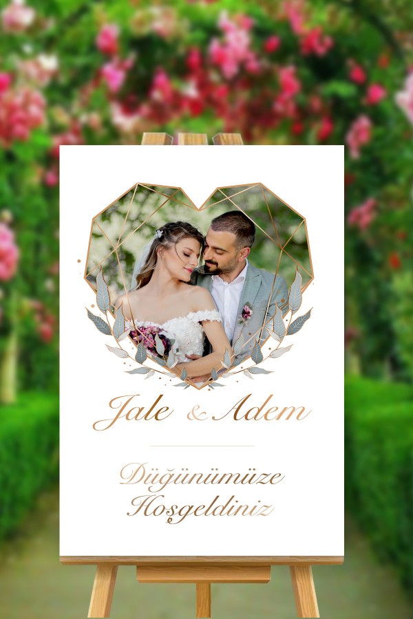 Kristal Kalpli Resimli Düğün Karşılama Panosu