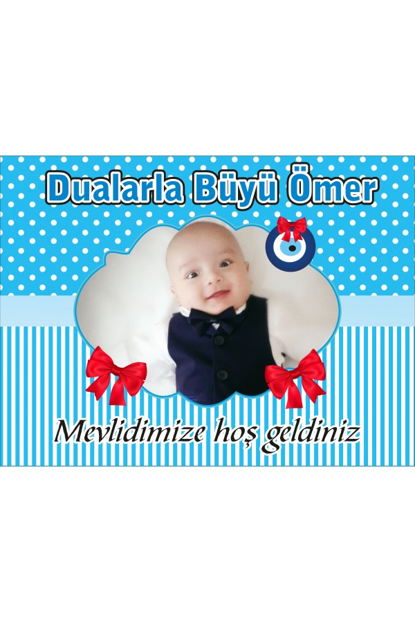 Mevlidimize Hoşgeldiniz Erkek Bebek Temalı Karşılama Afişi