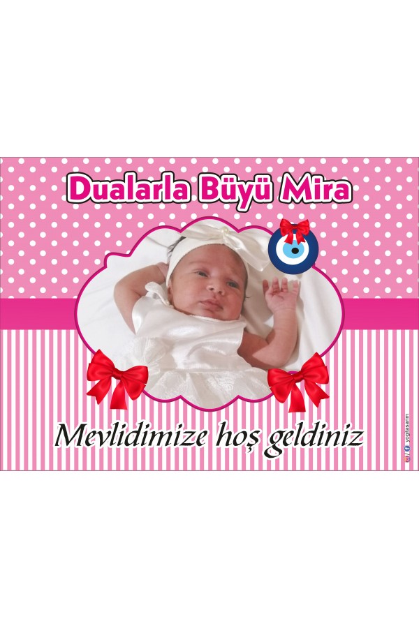 Mevlidimize Hoşgeldiniz Kız Bebek Temalı Karşılama Afişi