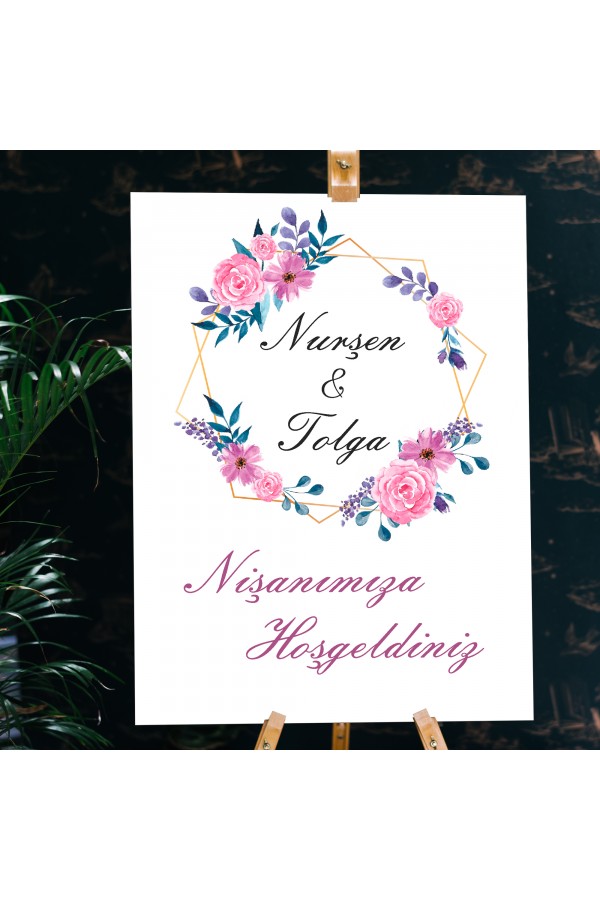 Nişanımıza Hoşgeldiniz Temalı Çiçekli Karşılama Panosu