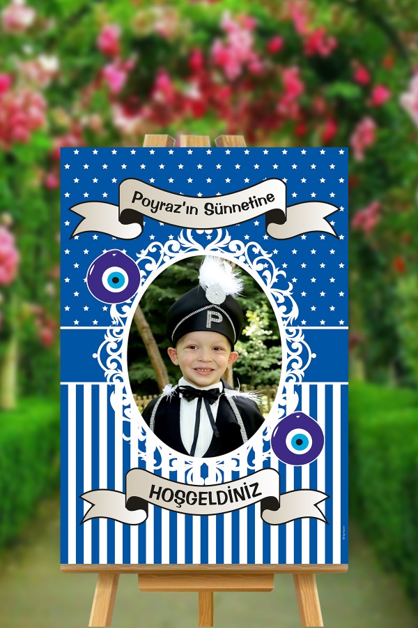 Resimli Fiyonklu İsimli Sünnet Karşılama Panosu