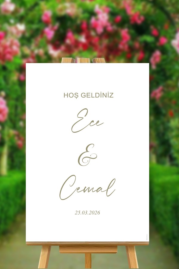 Sade İsme Özel Hoş Geldiniz Yazılı Karşılama Panosu
