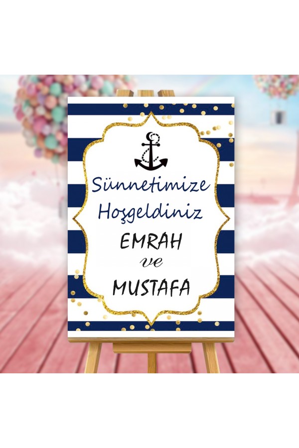 Sünnet Hoşgeldiniz Karşılama Panosu Denizci Demirli