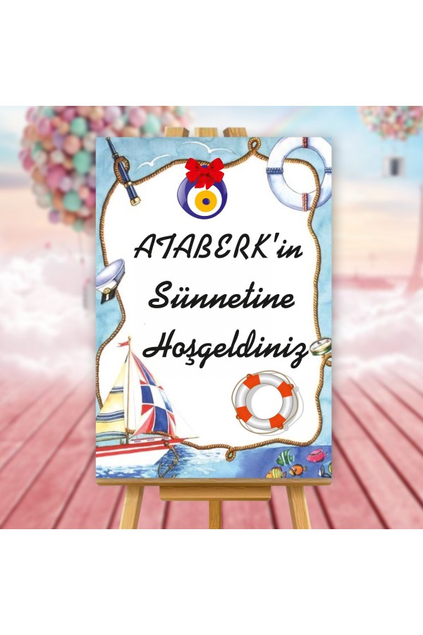 Sünnet Hoşgeldiniz Karşılama Panosu Denizci Temalı