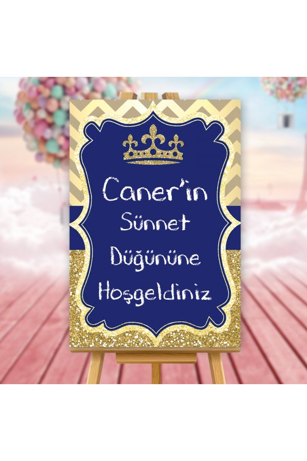 Sünnet Hoşgeldiniz Karşılama Panosu Kral Taçlı