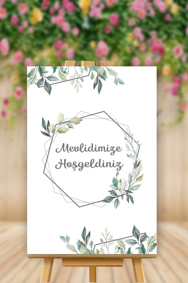 Yaprak Temalı Mevlidimize Hoşgeldiniz Karşılama Panosu Yaprak Temalı Mevlidimize Hoşgeldiniz Karşılama Panosu