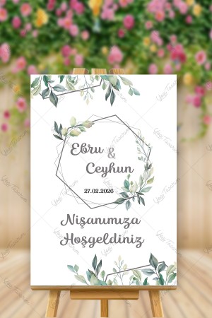 Yeşil Zeytin Yapraklı İsme Özel Nişan Karşılama Panosu Yeşil Zeytin Yapraklı İsme Özel Nişan Karşılama Panosu