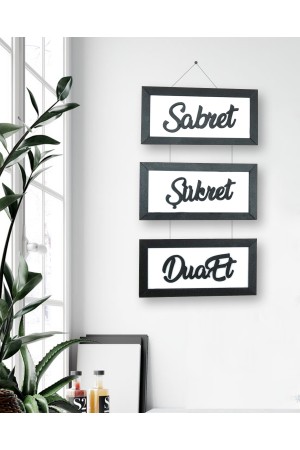 Sabret Şükret Dua Et 3lü Ahşap Tablo Sabret Şükret Dua Et 3lü Ahşap Tablo