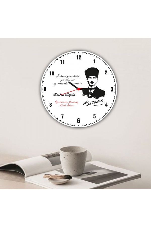 Atatürk Sözlü İsme Özel Baskılı Duvar Saati