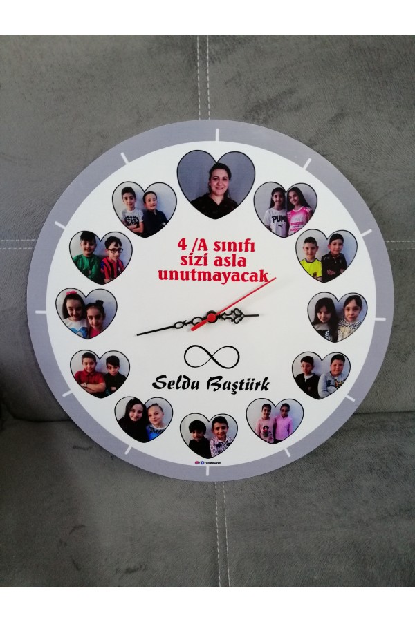 Öğretmene Özel Resimli Sınıf Hatırası Duvar Saati Öğretmene Özel Resimli Sınıf Hatırası Duvar Saati
