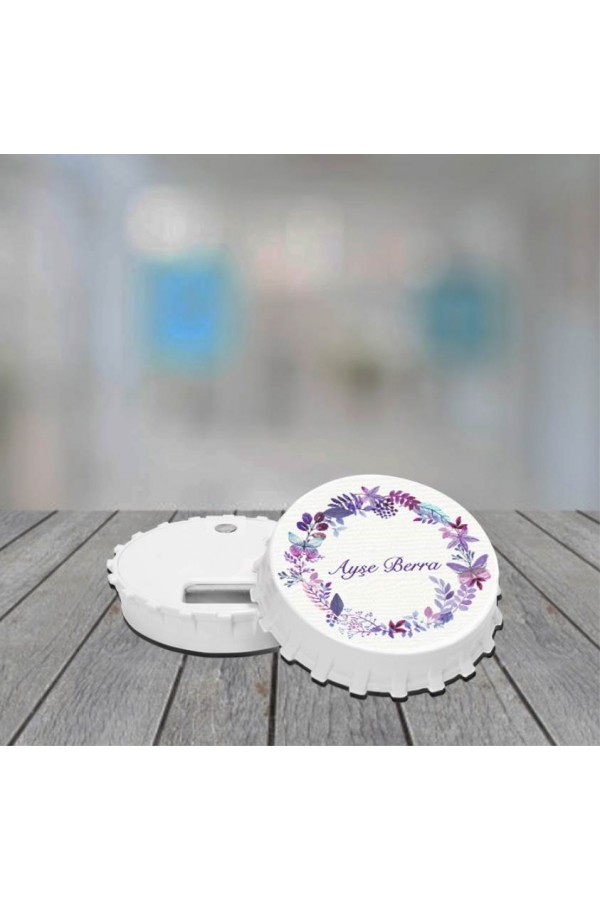 Mor Çiçek Temalı Kapak Açacak Magnet
