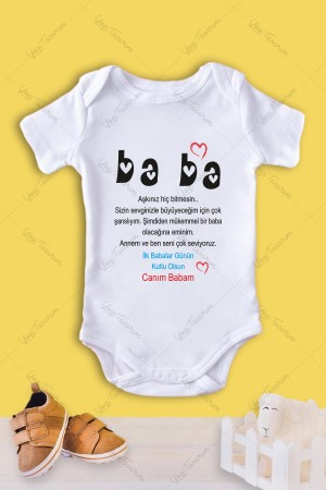 Ba-Ba Yazılı İlk Babalar Günü Bebek Zıbını